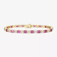 Lab Created Red Ruby 14K Gold Over Silver 7 Inch Tennis Bracelet