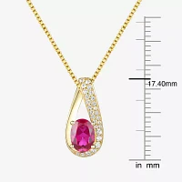 Womens Gemstone 14K Gold Over Silver Oval Pendant Necklace