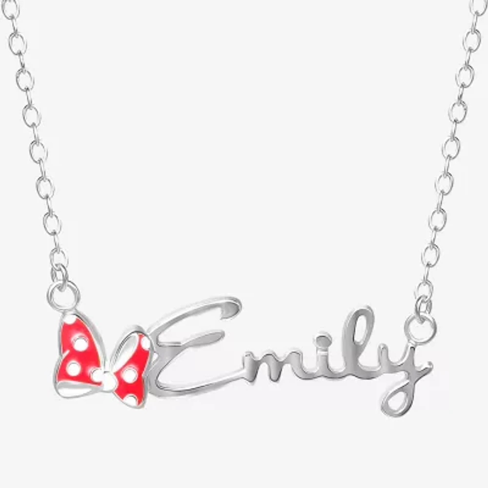 Disney Personalized Minnie Mouse Sterling Silver & Enamel Name Necklace