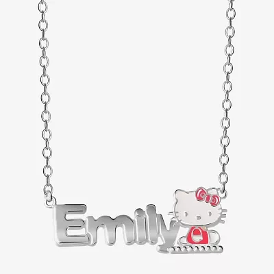 Hello Kitty® Personalized Girls Sterling Silver and Enamel Name Necklace