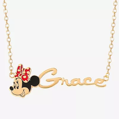 Disney Personalized Girls 14K Yellow Gold over Sterling Silver Minnie Mouse Name Necklace