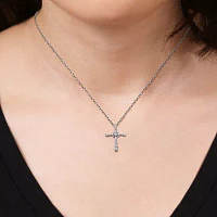 DiamonArt® Cubic Zirconia Sterling Silver Cross Pendant Necklace