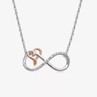 Hallmark Diamonds 1/10 CT.T.W. Natural Diamond Sterling SIlver & 14K Rose Gold over SIlver Heart Necklace