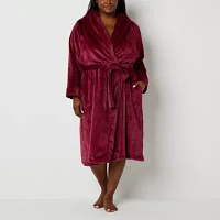 Liz Claiborne Womens Plus Plush Long Sleeve Long Length Robe