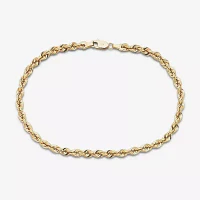 10K Yellow Gold 4mm 22"-24" Hollow Glitter Rope Chain