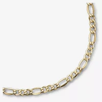 Mens 10K Yellow Gold 22" 7.5mm Hollow Figaro Chain Necklace