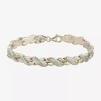 Two-Tone 10K Gold 8" Diamond-Cut Stampato Link Bracelet