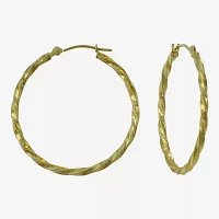 14K Yellow Gold  28mm Textured Hoop Earrings