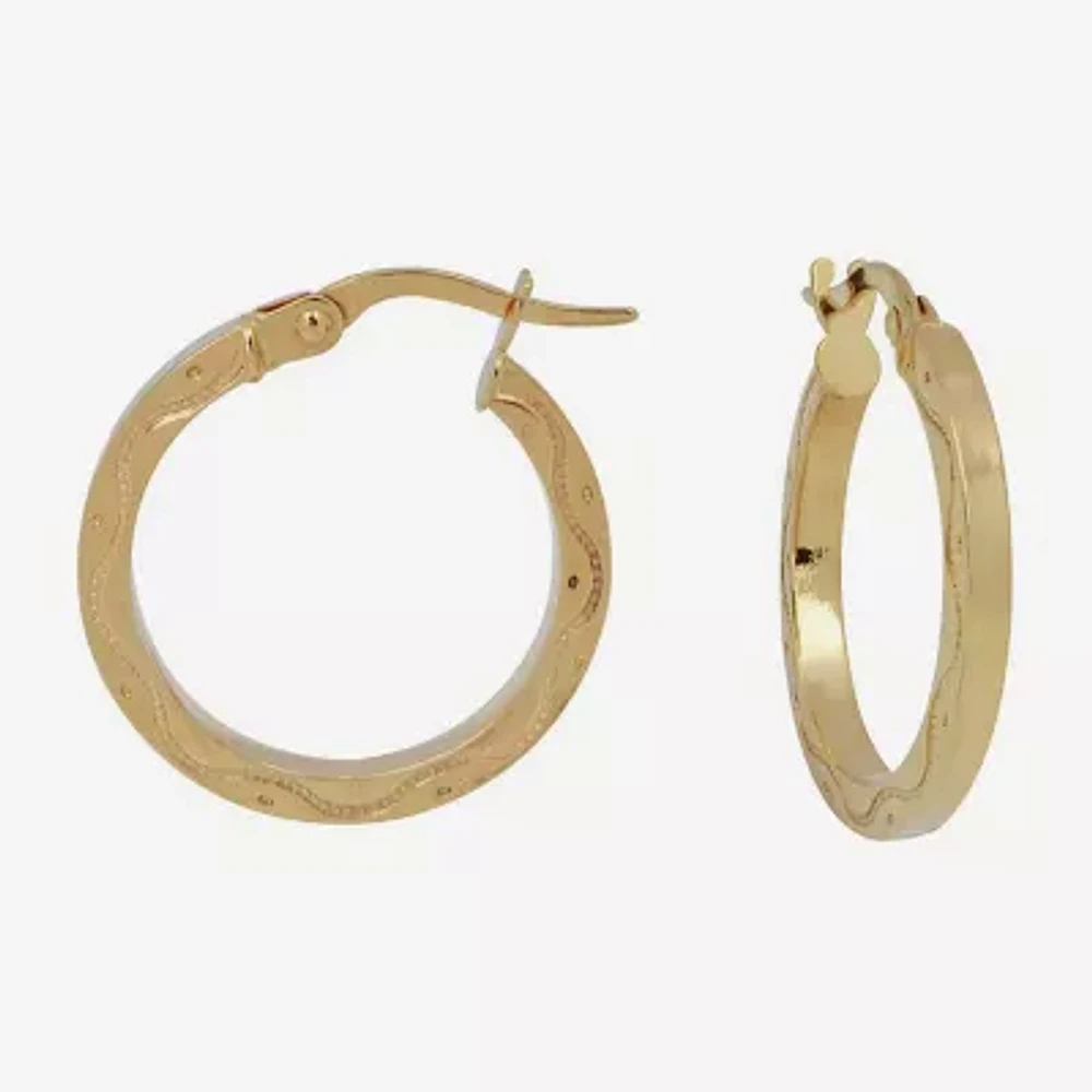 14K Yellow Gold Diamond-Cut 20mm Hoop Earrings