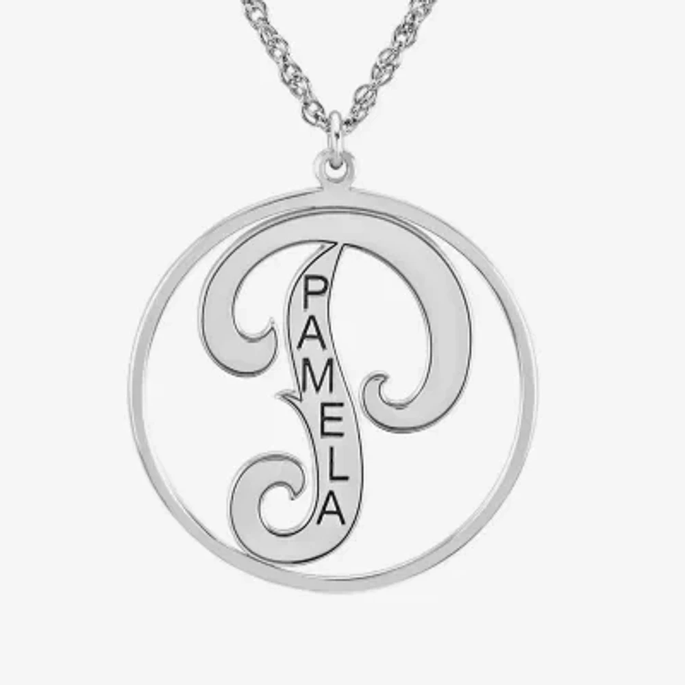 Personalized 25mm Initial and Name Circle Pendant Necklace