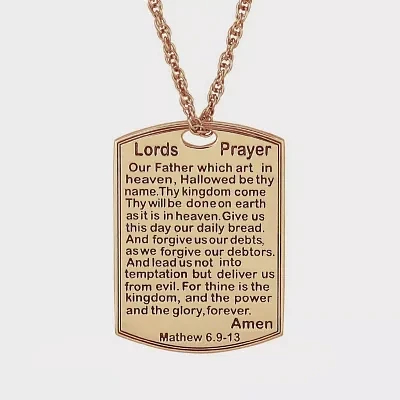 Personalized Name and Lord's Prayer Dog Tag Pendant Necklace