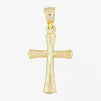 14K Yellow Gold Diamond-Cut Mini Cross Charm 