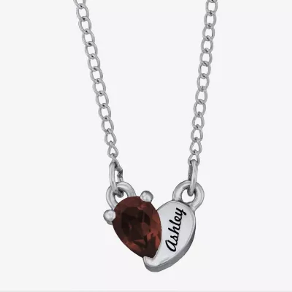 Personalized Girls Heart Birthstone Pendant Necklace