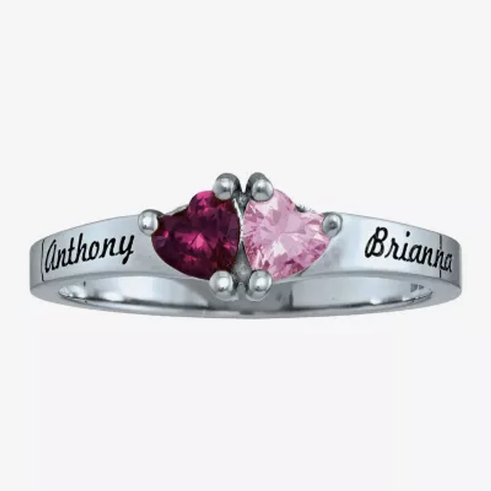 Personalized Simulated Birthstones Sweetheart Couples Ring