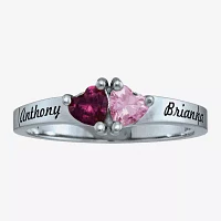 Personalized Simulated Birthstones Sweetheart Couples Ring