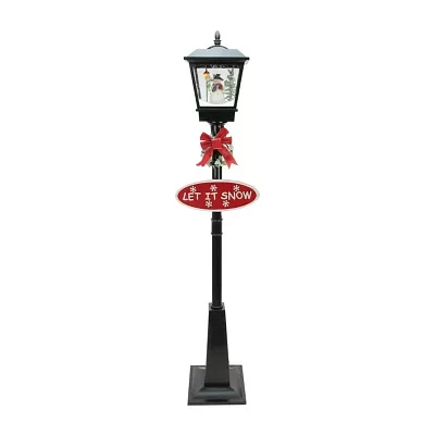 70.75'' Black Lighted Musical Snowman Vertical Snowing Christmas Street Lamp