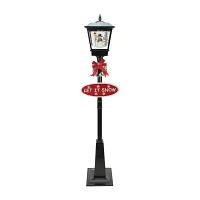 70.75'' Black Lighted Musical Snowman Vertical Snowing Christmas Street Lamp