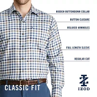 IZOD Luxury Sport Mens Classic Fit Long Sleeve Plaid Button-Down Shirt