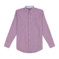 IZOD Performance Comfort Big and Tall Mens Classic Fit Long Sleeve Gingham Button-Down Shirt