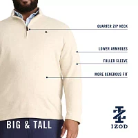 IZOD Thermasoft Sweater Fleece Big and Tall Mens Mock Neck Long Sleeve Quarter-Zip Pullover