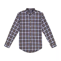 IZOD Luxury Sport Twill Big and Tall Mens Classic Fit Long Sleeve Plaid Button-Down Shirt