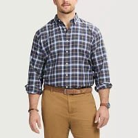 IZOD Luxury Sport Twill Big and Tall Mens Classic Fit Long Sleeve Plaid Button-Down Shirt