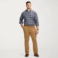 IZOD Luxury Sport Twill Big and Tall Mens Classic Fit Long Sleeve Plaid Button-Down Shirt