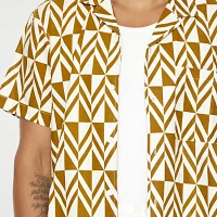 Forever 21 Ss Woven Mens Regular Fit Short Sleeve Abstract Button-Down Shirt