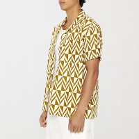 Forever 21 Ss Woven Mens Regular Fit Short Sleeve Abstract Button-Down Shirt