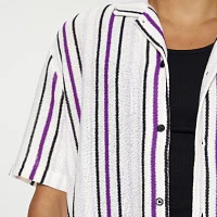 Forever 21 Mens Short Sleeve Striped Button-Down Shirt