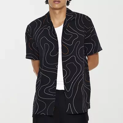 Forever 21 Mens Short Sleeve Abstract Button-Down Shirt