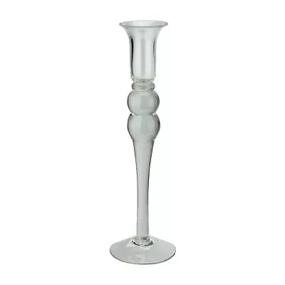 12'' Clear Transparent Glass Taper Candle Holder