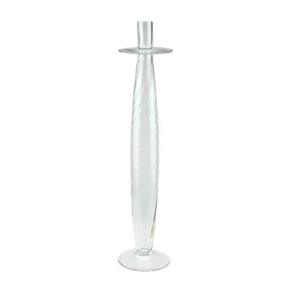 20'' Glass Swirled Taper Candle Holder