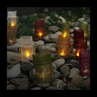 LED Lighted Flickering Garden Party Colorful Candle Bags Canvas Wall Art 11.75'' x 11.75''