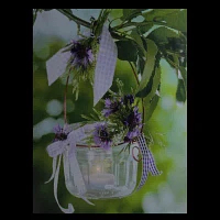 LED Lighted Tea Candle with Purple Flowers Canvas Wall Art 15.75" x 11.75"