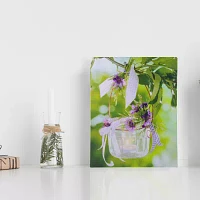 LED Lighted Tea Candle with Purple Flowers Canvas Wall Art 15.75" x 11.75"