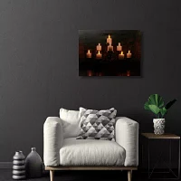 LED Lighted Flickering Rustic Fireplace Candles Canvas Wall Art 11.75" x 15.75"