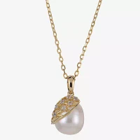 Womens White Cultured Freshwater Pearl 14K Gold Over Silver Pendant Necklace