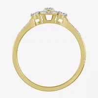 Love Lives Forever Womens 1/4 CT. T.W. Natural White Diamond 10K Gold Round Halo 3-Stone Bridal Set