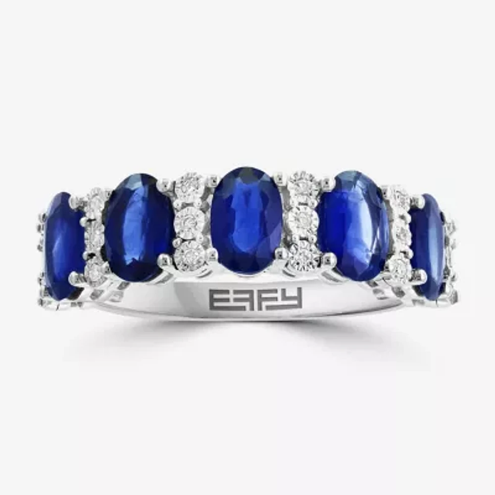 Effy  Diamond Accent Genuine Blue Sapphire Sterling Silver Oval Band