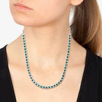 Effy  Womens 3/8 CT. T.W. Genuine Green Emerald Sterling Silver Tennis Necklaces