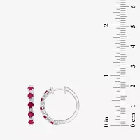 Effy  Diamond Accent Genuine Red Ruby Sterling Silver 80mm Round Hoop Earrings