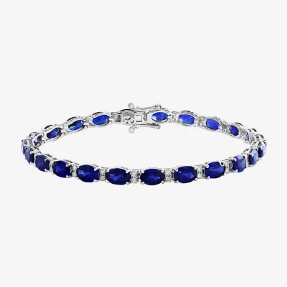 Effy  1/2 CT. T.W. Lab Created Blue Sapphire Sterling Silver 7 Inch Tennis Bracelet