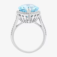 Effy  Womens Genuine Blue Topaz Sterling Silver Pear Halo Cocktail Ring