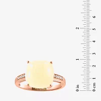 Effy  Womens Genuine White Opal 14K Rose Gold Cushion Cocktail Ring