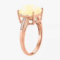 Effy  Womens Genuine White Opal 14K Rose Gold Cushion Cocktail Ring