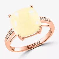 Effy  Womens Genuine White Opal 14K Rose Gold Cushion Cocktail Ring