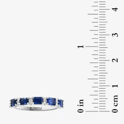 Effy  Womens 1/7 CT. T.W. Lab Created Blue Sapphire 14K White Gold Cushion Cocktail Ring