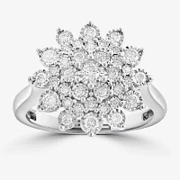 Effy  Womens 1/2 CT. T.W. Natural White Diamond Sterling Silver Cocktail Ring