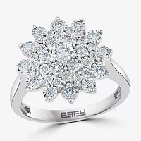 Effy  Womens 1/2 CT. T.W. Natural White Diamond Sterling Silver Cocktail Ring